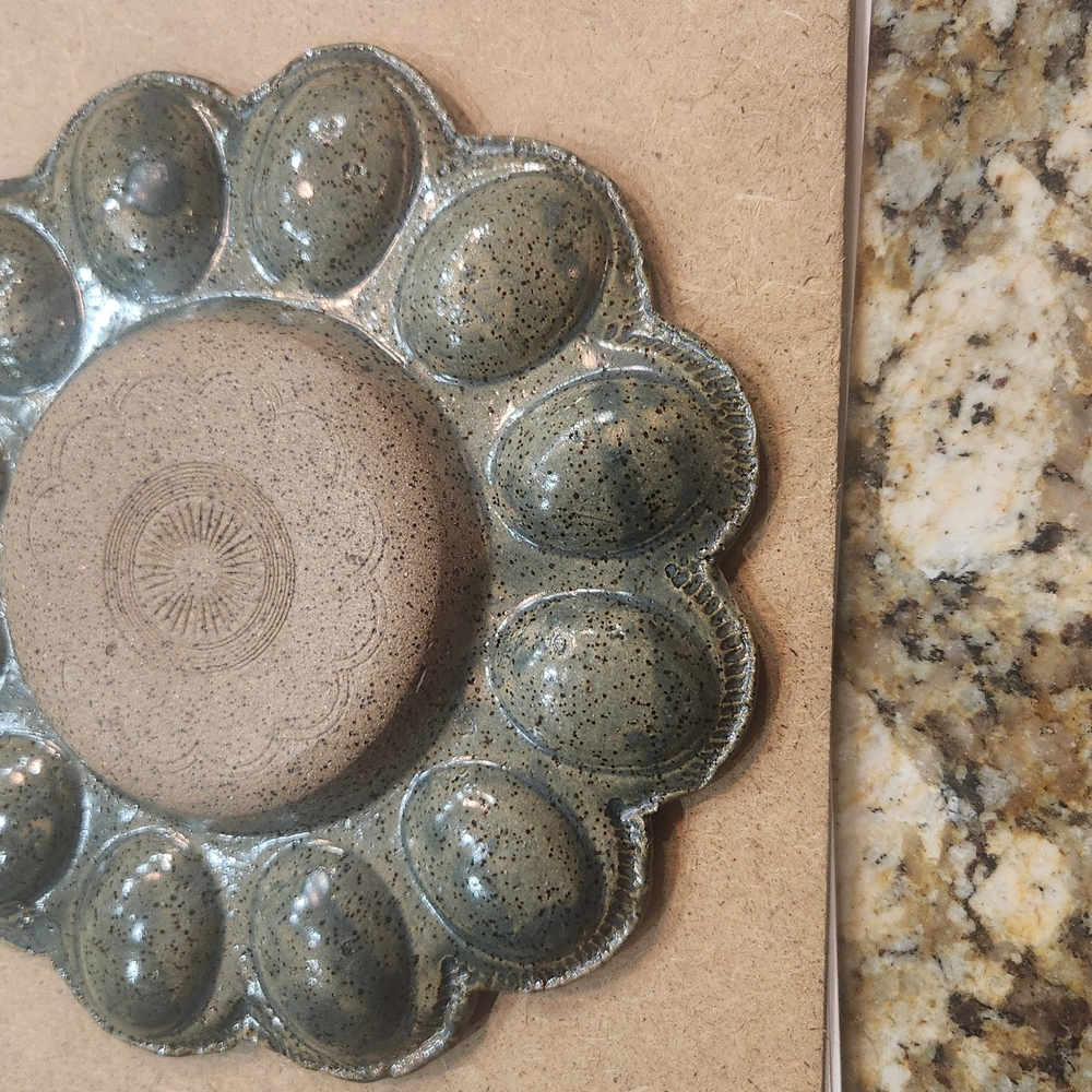Vintage Speckled Ceramic Egg Plate